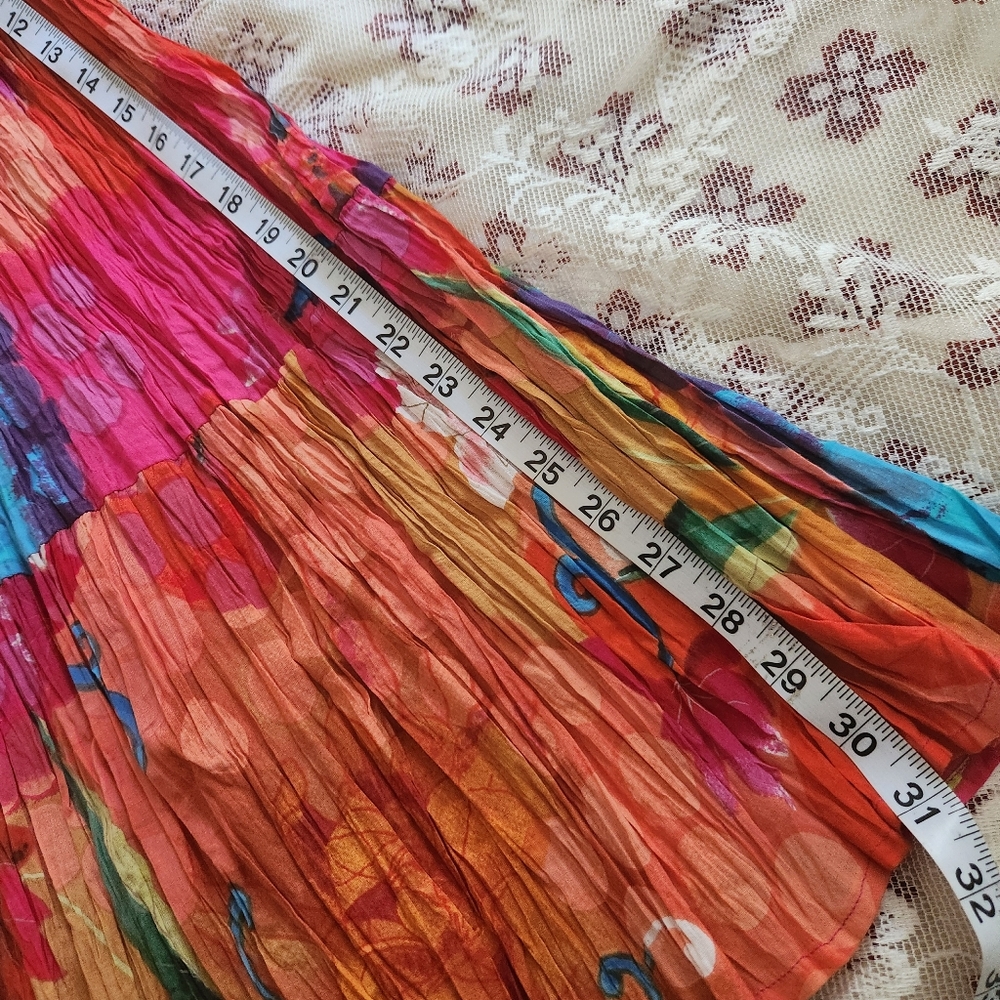 Vintage India Cotton Tiered Broomstick Skirt Abst… - image 8